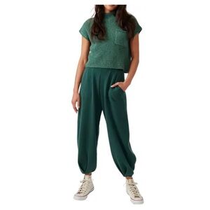 Free People Free-est Freya Short Sleeve Sweater & Pants Set- Green, Size Medium